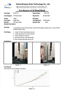 Test Report of 1# Fixed Hook